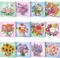 12-Pack DIY 5D Diamond Painting Greeting Cards – Pastel Floral Rhinestone Art Kits with Envelopes, Handmade Craft for Adults & Kids, Birthday & Special Occasion Gifts